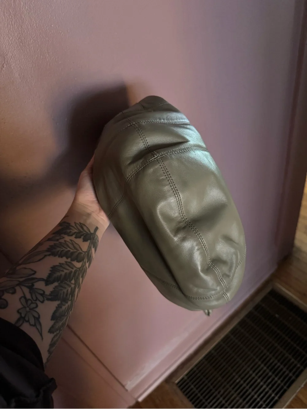 Lemaire Fortune Croissant Bag in Dark Sage